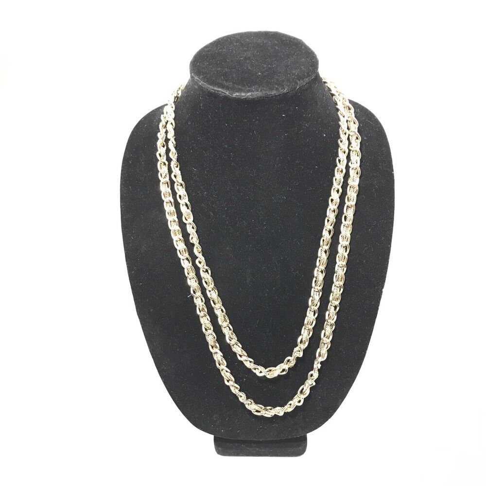 ANN TAYLOR GOLD TONE 54”inch Double Up SHINY THICK CHAIN LINK NECKLACE -